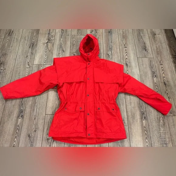 Fox Fire “Aussie Traveler” Red Hooded Rain Jacket – Size Large Outdoor Hiking - Picture 2 of 11